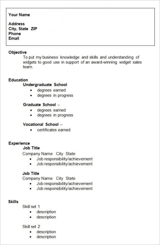 resume for a college student