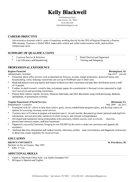resume for a highschool student