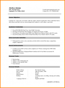 resume for freshers sample resume format for bcom freshers