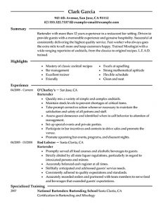 resume for waitress bartender resume template learnhowtoloseweight inside bartender resume skills template