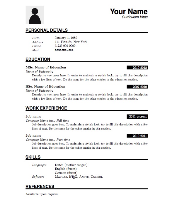 resume format for college students