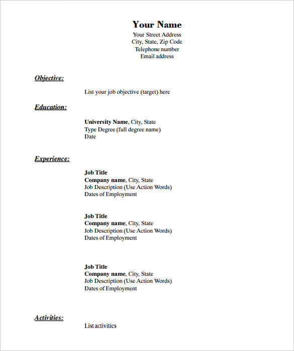 resume samples pdf