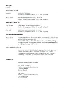 resume template college student example of resume in philippines