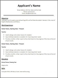 resume template for teaching teacher resume template