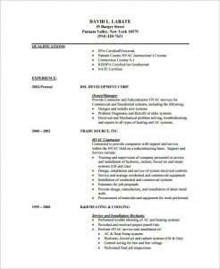 resume template pdf hvac mechanic resume templates pdf format