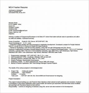 resume template pdf mca resume template for fresher pdf download min