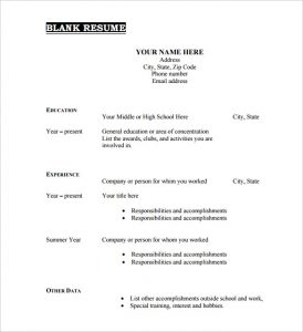 resume template pdf printable blank resume template free pdf format download