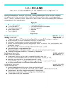 resumes examples for retail maintenance technician resume maintenance technician maintenance and janitorial lyle collins