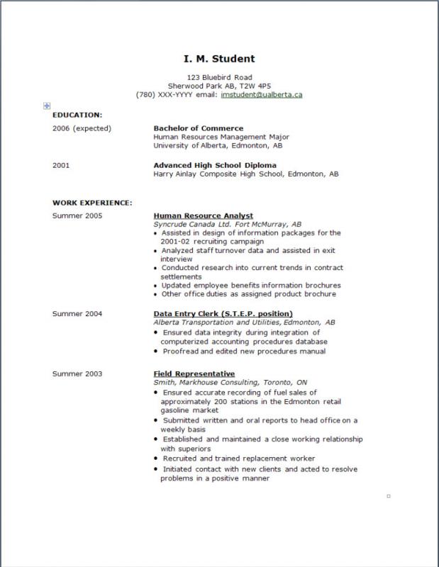 resumes for highschool students