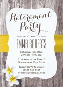 retirement party invite template classy frangipani wood background retirement party x paper invitation card
