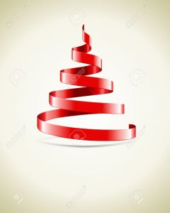 ribbon banner template christmas tree from red ribbon vector background stock vector spiral