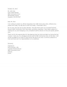 rn resignation letter application and resignation letter