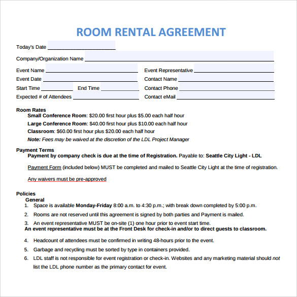 room rental agreement doc