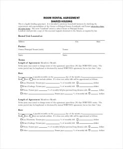 room rental agreement shared housing basic room rental agreement pdf free download