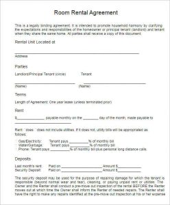 room rental agreement shared housing room rental agreement form