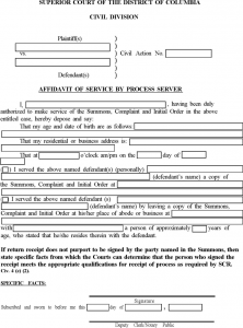 room rental lease agreement district of columbia affidavit of service by process server form
