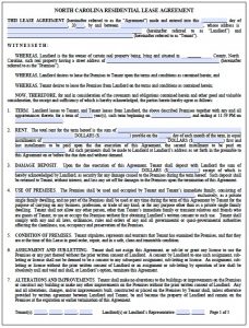 roommate agreement form nc residential lease