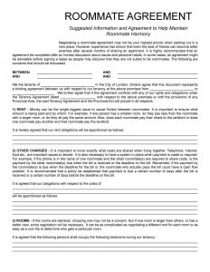 roommate contract template roommate agreement template