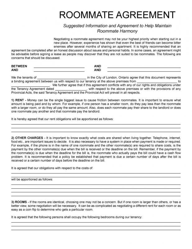 roommate contract template