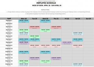 rotating shift schedule screen shot at pm