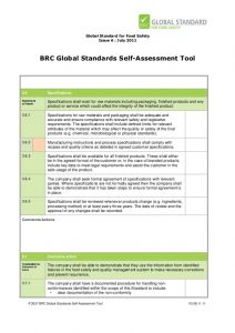 safety audit checklist brc global standards selfassessment tool for food safety issue