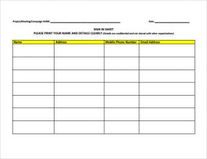 safety meeting sign in sheet sample sign in sheet