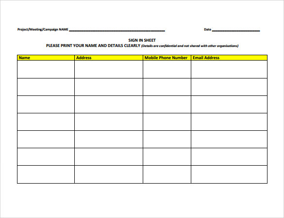 safety meeting sign in sheet