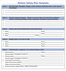 safety plan template safety plan example