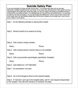 safety plan template suicide safety plan template
