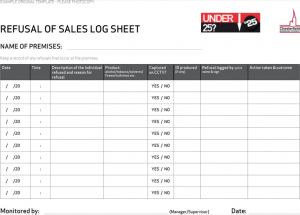 sale sheet example refusal sale log template