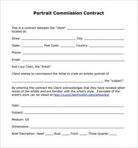 sales contract sample portrait commission contract