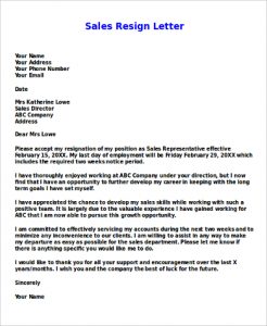 sales letters sample sales resign letter example