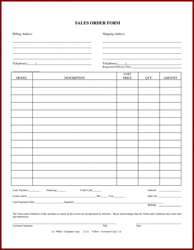 sales order form