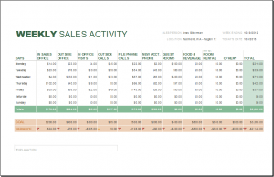 sales report template weekly sales report