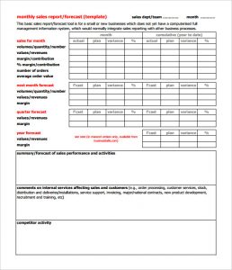 salesman report template printable monthly sales report forecast template pdf format