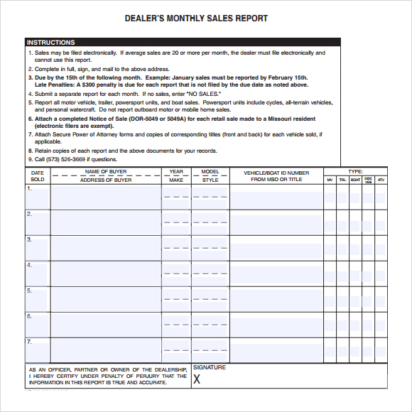 salesman report template