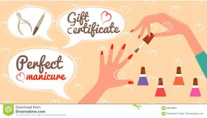 salon gift certificate template gift certificate perfect manicure nail salon vector illustration eps