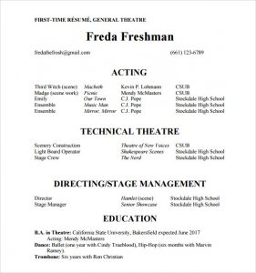 sample actors resume acting resume template no experience