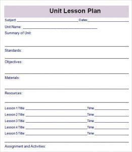 sample birth plans unit plan template