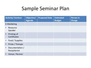 sample budget plans seminar andworkshoporientation
