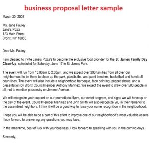 sample business proposal business proposal letter sample