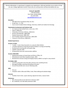 sample college applications sample college application sample resume for college application