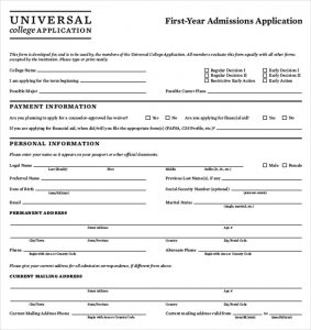 sample college applications universal college application pdf format free download