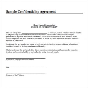 sample confidentiality agreement confidentiality agreement image