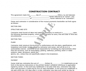 sample construction contract construction contract sample