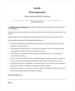 sample contract agreement company driver contract agreement