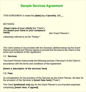 sample contract for services service agreement contract template
