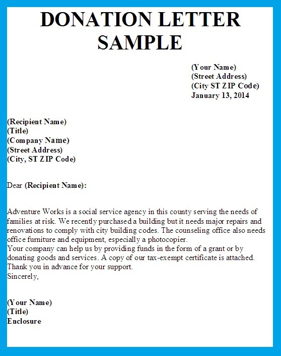 sample donation letter