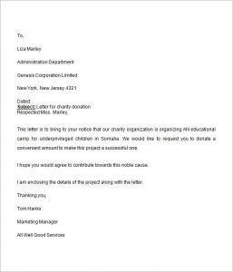 sample donation request letter charity donation request letter
