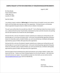 sample donation request letter for non profit food donation request letter